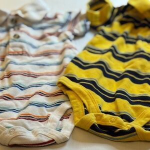 Wonderkids Vibrant Striped Onesies, (Size 12 Months), 2 Baby Outfits